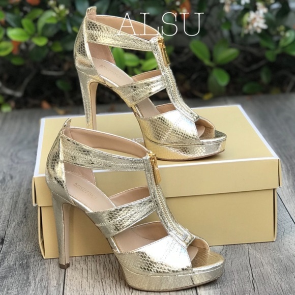Michael Kors Shoes - Michael Kors Damite Platform Embossed Pale Gold W